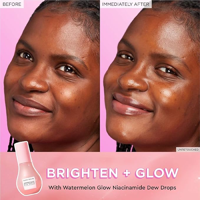 Glow Recipe Watermelon Niacinamide Dew Drops, Korean Niacinamide Serum Drops, Hydrating Face Serum + Primer & Liquid Highlighter, Hyaluronic Acid, Dewy Glow (40ml)