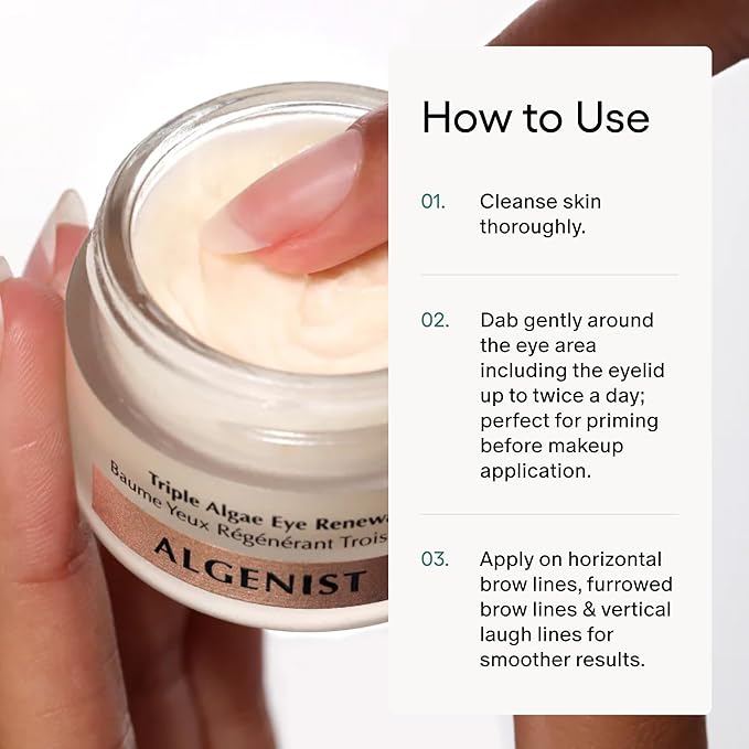 Algenist Triple Algae Eye Renewal Balm - Hydrating Vegan Eye Cream with Caffeine, Alguronic Acid & Peptides to Help Reduce Dark Circles, Puffiness, Fine Lines & Wrinkles - Travel Size (0.5 oz)