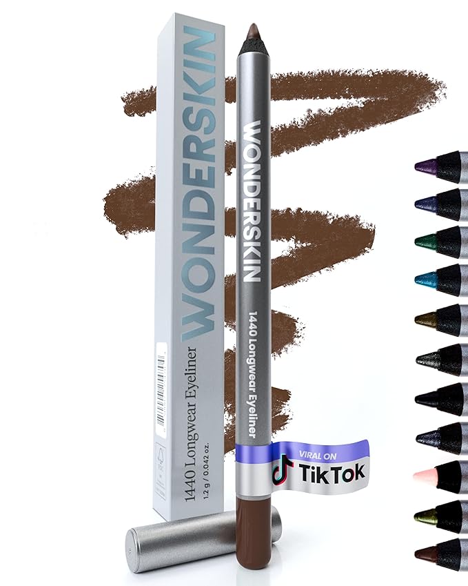 Wonderskin Eyeliner Pencil, 1440 Longwear Brown Eyeliner Pencil - Waterproof, Sharpenable & Smudge Proof (Brown Sugar)
