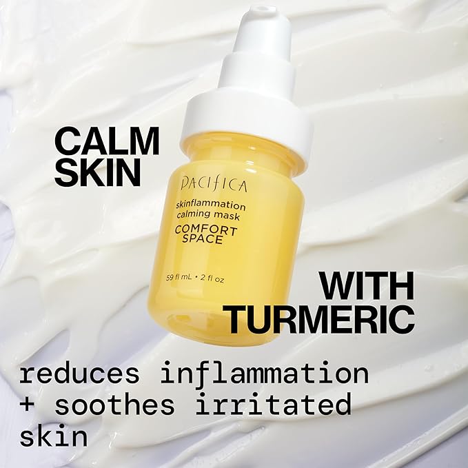 Pacifica Comfort Space Calming Face Mask for Sensitive Skin, Redness Relief Hydrating Facial Mask with Azelaic Acid & Turmeric, Soothes Irritation & Dryness, Vegan Skincare, 2 Fl Oz
