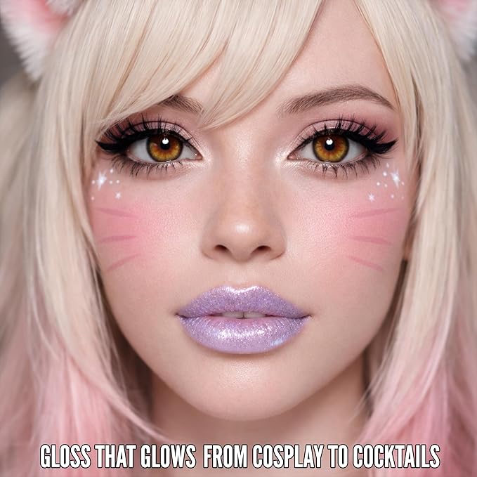 Mynena Soft Lavender Lilac Shimmer Lip Gloss Non-Sticky Filled with Iridescent Sparkles | Lightweight Lip Topper | Paraben-Free | Demi-Sheer Lipgloss from Cosplay to Everyday Glam | Iris