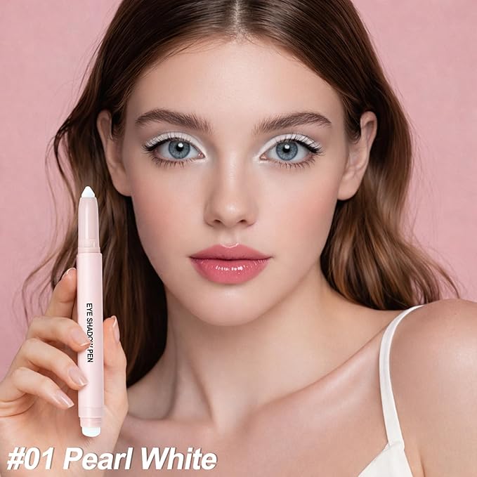 Erinde Pearl White Eyeshadow Stick, Waterproof Nude Matte Eye Shadow Sticks, Cream Eye Shadow Pencil Crayon, Buildable & Blendable Long-Lasting Eyeshadow for Older Women, Vegan & Cruelty-Free, B01
