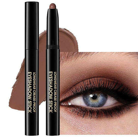 Eyeshadow Stick Matte Eye Brightener Pencil Cream Eye Shadow Eyeliner Pencil Crayon, High Pigmented Blendable Waterproof Long-Lasting Highlighter Stick Makeup, Vegan&Cruelty-Free,#2-Pecan