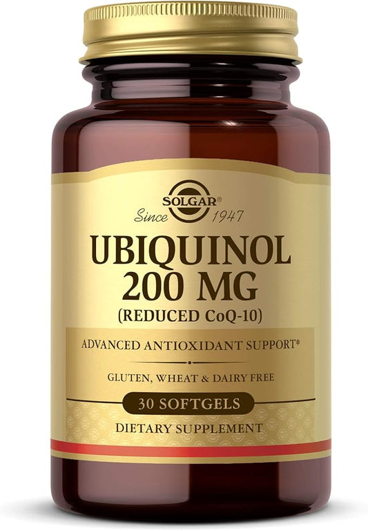 Solgar Ubiquinol 200 mg (Reduced CoQ-10), 30 Softgels - Promotes Heart & Brain Function - Supports Healthy Aging - Coenzyme Q10 - Ubiquinone Supplement - Gluten Free, Dairy Free - 30 Servings