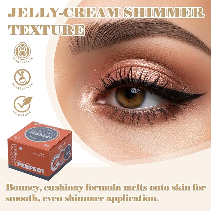 Wink Perfect Jelly Cream Eyeshadow – High-Shine Shimmer, Buildable & Long-Lasting, Lightweight Cream-to-Powder Eye Shadow, Vegan & Cruelty-Free (02 Sunset Sizzle, 0.18 oz / 5.1 g(PACK OF 1))