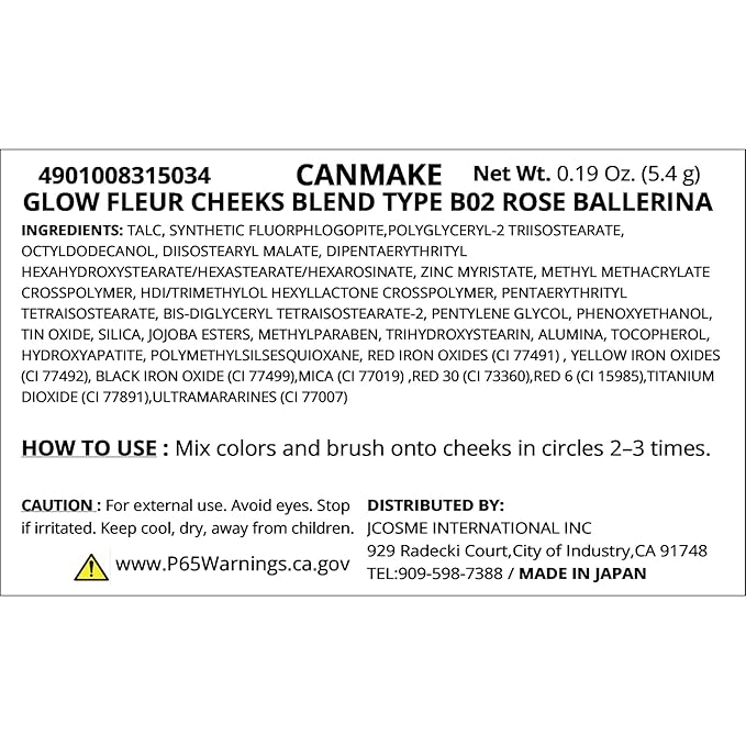 CANMAKE - Glow Fleur Cheeks Blend Type - Moisturizing Plant-Based Silky Smooth Long Lasting Powder - 0.19oz (5.4g) (B02 Rose Ballerina)