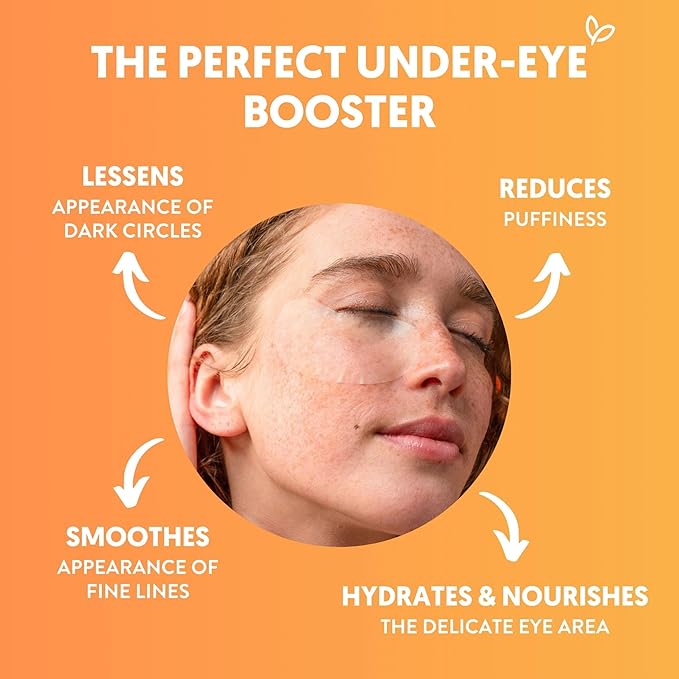 By Nature Vitamin C + Caffeine + Hydrating Under Eye Mask Patches - Energizing + Replenishing Eye Patches for Dark Circles - Skincare from New Zealand - Under Eye Patches - 5 Pairs