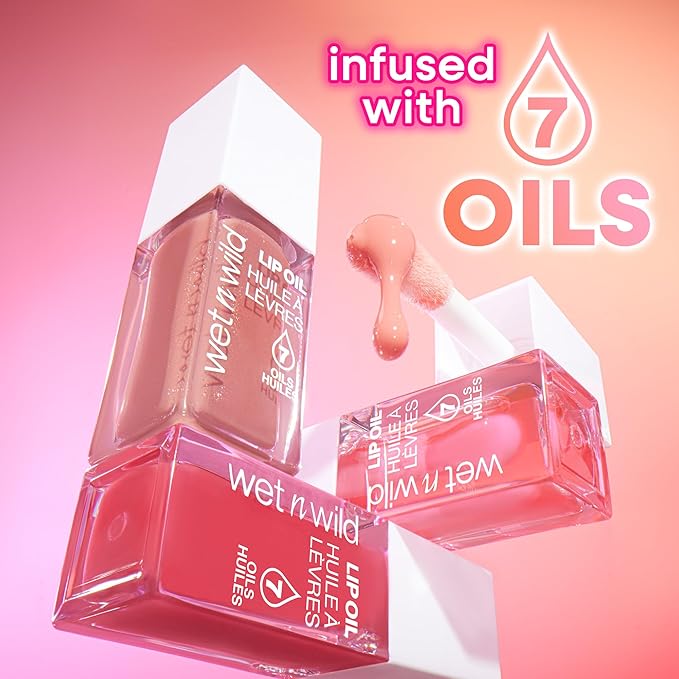 wet n wild Lip Oil - Lightweight, Non-Sticky, Hydrating & Nourishing Formula with 7 Conditioning Oils, Vegan & Cruelty-Free - Sweet Cherries