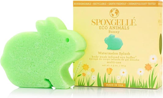 Spongelle Bunny Eco Collection Animals Kids Buffer Body Scrubber | Bath & Shower Loofah for Kids | Biodegradable, Cruelty-Free, Vegan, Dermatologist-Tested, Made in USA