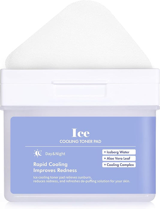 DERMAL Ice Cooling Soothing Toner Pad 120 Count Bulk, Korean Aloe Vera Hydrating Jelly Pad with Menthol Peppermint Xylitol, Centella CICA Calming After Sun Skin Prep with Tongs, Vegan
