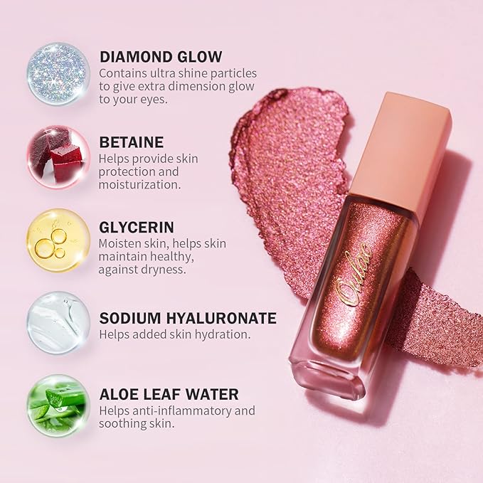 Oulac Liquid Glitter Eyeshadow - Silver Shimmer, Non-Sticky One-Swipe Coverage with Quick-Drying, Crease-Resistant Formula. Vegan & Cruelty-Free (13)