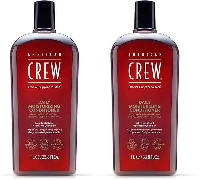 AMERICAN CREW Conditioner for Men,Daily Moisturizer,Naturally Derived,Vegan Formula,Citrus Mint Fragrance,33.8 Fl Oz,(Pack of 2)