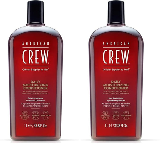 AMERICAN CREW Conditioner for Men,Daily Moisturizer,Naturally Derived,Vegan Formula,Citrus Mint Fragrance,33.8 Fl Oz,(Pack of 2)