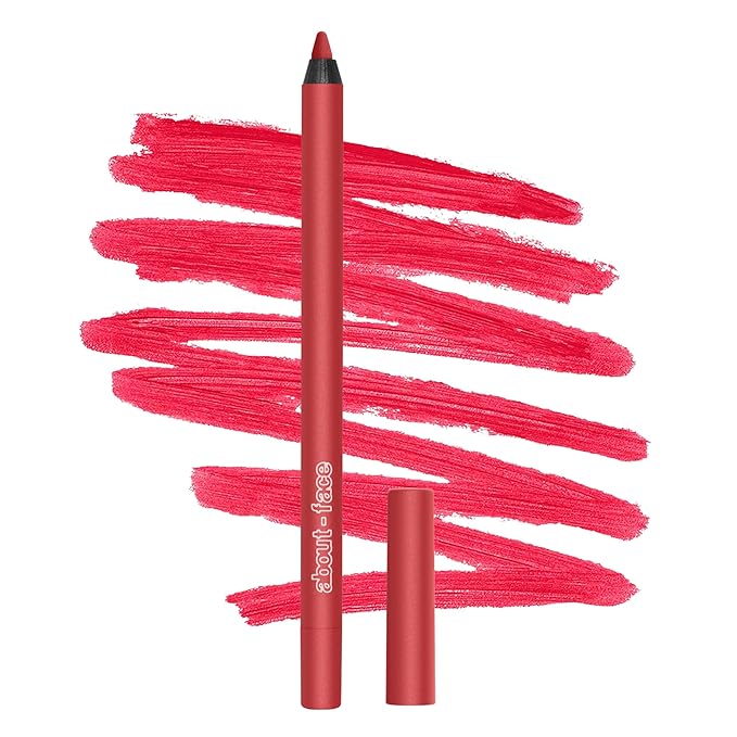 about-face Matte Fix Lip Pencil Sound The Alarm – Long-Wear, Creamy Matte Lip Liner with Hyaluronic Acid & Vitamins C & E – Vegan, Cruelty-Free, Clean Beauty – 0.042 oz (Bright Cherry Red)