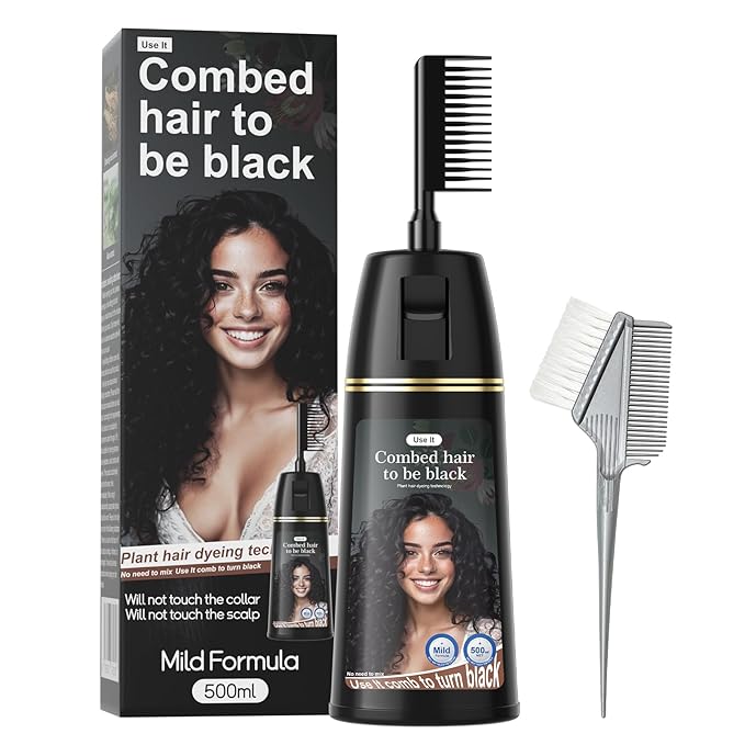 Permanent Hair Color, Permanent Black Hair Dye （17.6 Ounce） 100% Grey Coverage, Ammonia Free, Vegan, Cruelty Free | Biotin for Thicker, Fuller Hair (Black, 500ML)