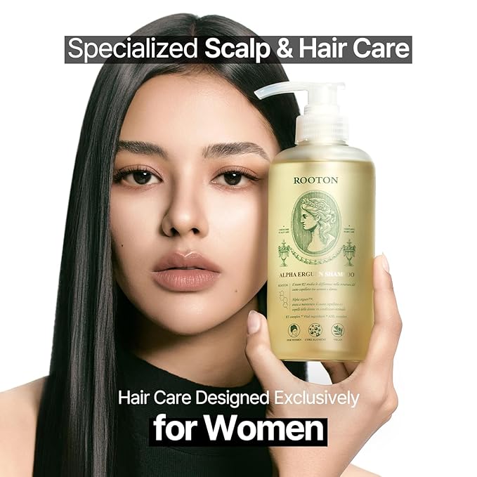 Alpha Erguen Women’s Hair Loss Care Shampoo, Vegan & Nutrient-Rich Formula, Repairs, Strengthens & Thickens Fine Hair, Deep Cleansing & Scalp Care with Plant-Based Extracts, 500ml / 16.9 fl oz