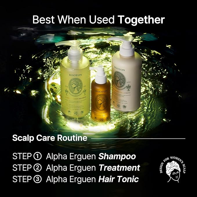 Alpha Erguen Women’s Hair Loss Care Shampoo, Vegan & Nutrient-Rich Formula, Repairs, Strengthens & Thickens Fine Hair, Deep Cleansing & Scalp Care with Plant-Based Extracts, 500ml / 16.9 fl oz