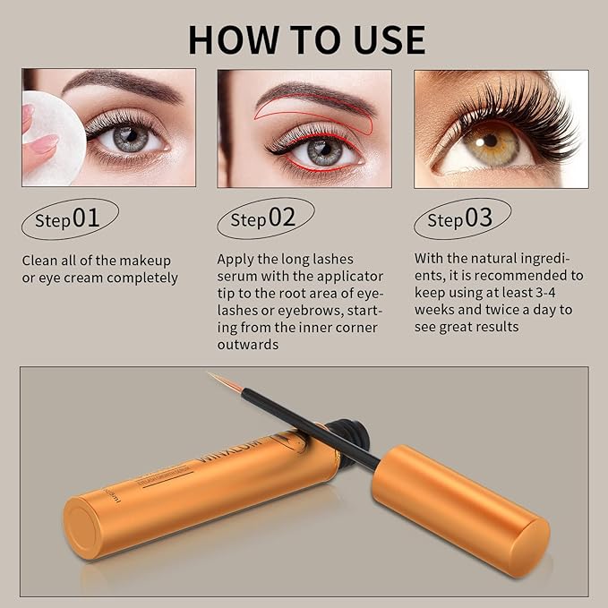 Premium Eyebrow Growth Serum with Peptides for Fuller, Longer, Thicker, and Stronger Lashes, Vegan & Cruelty Free, 5ML, Plant Extract, Irritation-Free