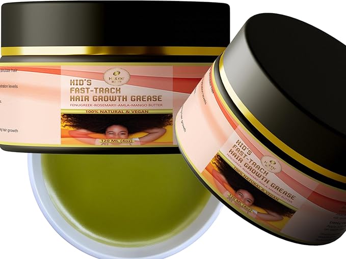 Kid's Hair Growth Grease with Raw Organic and Pure Batana Extract, Rosemary, Fenugreek, Amla oil Mango Butter. Improve Elasticity. Perfect Curly, coily and straight Hair types. 120 Ml