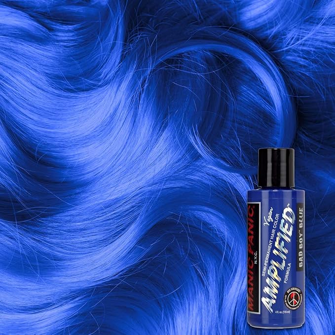 MANIC PANIC Bad Boy Blue Hair Color - Amplified - Semi-Permanent Hair Dye - Dark Denim Blue Shade with Green & Grey Undertones - Vegan, PPD & Ammonia-Free - For Coloring Hair on Women & Men