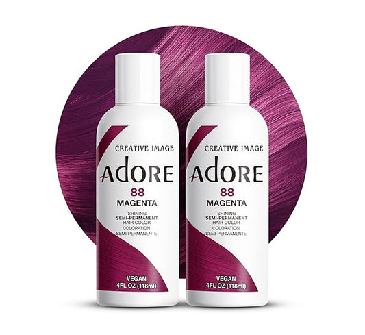 Adore Semi Permanent Hair Color (088 Magenta) (2 Pack) | Vegan & Cruelty-Free Purple Hair Dye | No Ammonia, No Peroxide, No Alcohol | 4 Fl Oz