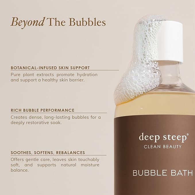 Deep Steep Bubble Bath, Vanilla Coconut 17 oz (Pack of 2) – Hypoallergenic, Clinically Tested Soothing Soak with Shea Butter & Argan Oil – Sulfate-Free