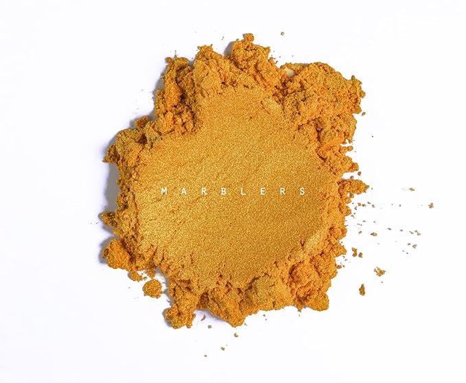 MARBLERS Fine Synthetic Mica Powder [Flex Gold] 0.11oz (3g) | Highly Pigmented | Non-Toxic, Vegan, Cruelty-Free | Lip Gloss, Lipstick, Bath Bomb, Nail Polish, Nail Art | Party, Body, Face Makeup