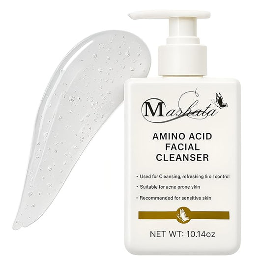 Mashata Amino Acid Facial Cleanser - 10.14oz Gentle Foaming Face Wash for Oily, Sensitive and Acne-Prone Skin - Hydrating Vegan Skincare with Natural Ingredients