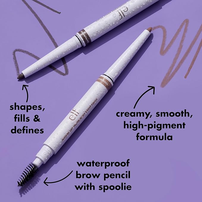 e.l.f. Instant Lift Waterproof Brow Pencil, Dual-Ended Precision Brow Pencil For Shaping & Defining Eyebrows, Vegan & Cruelty-Free, Grey