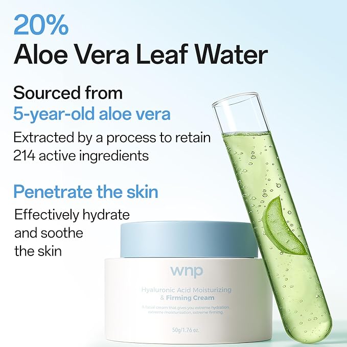 WNP Hyaluronic Acid Moisturizing & Firming Cream -4D Hyaluronic Acid, Aloe Vera,Peptides,Collagen,Ceramides Anti-Aging Face Moisturizer Vegan SkinCare for Fine Lines,Wrinkles Dry Sensitive Skin