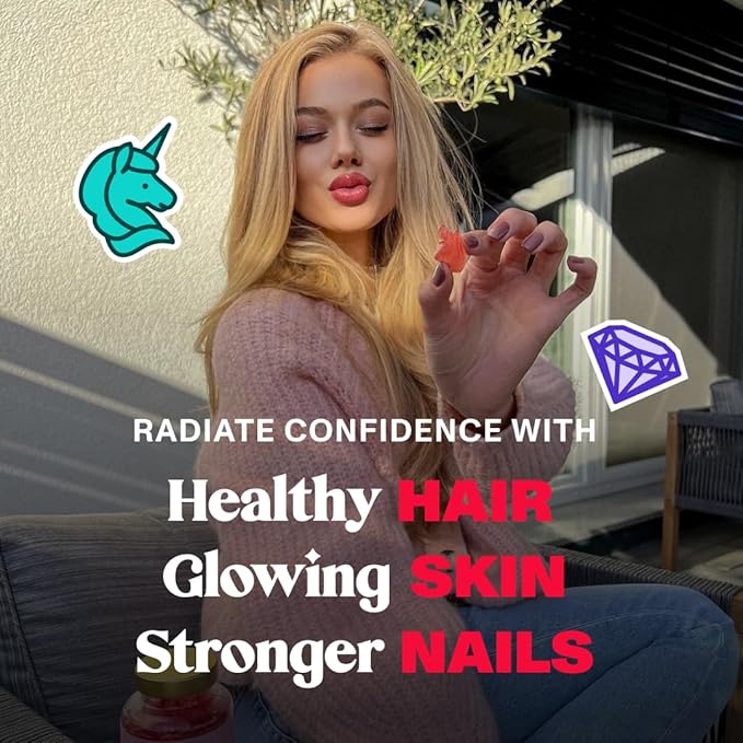 60 Hair Gummies for Faster Hair Growth Vitamins for Women & 5000 MCG Non-GMO Vegan Biotin Hair Skin and Nails Gummies - Hair Growth & Hair Skin and Nails Vitamins