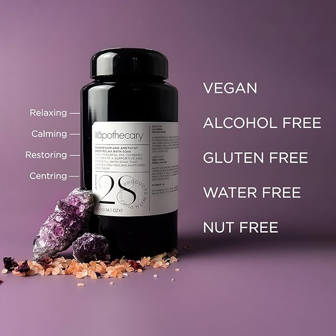 ilapothecary Magnesium and Amethyst Deep Relax Bath Soak - Gluten Free - Mineral Salt Magnesium Bath Soak - Alcohol and Nut Free - 14.1 oz