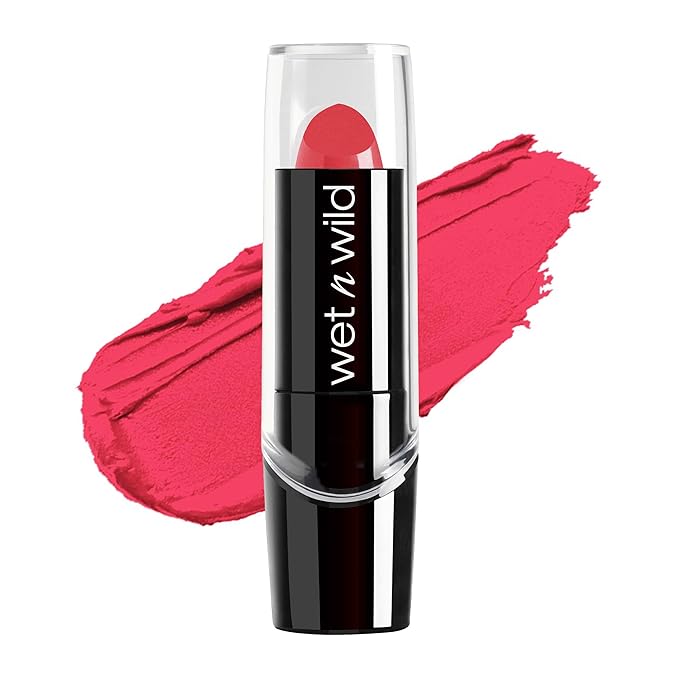 wet n wild Silk Finish Lipstick, Hydrating Rich Buildable Lip Color, Formulated with Vitamins A,E, & Macadamia for Ultimate Hydration, Cruelty-Free & Vegan - Hot Paris Pink