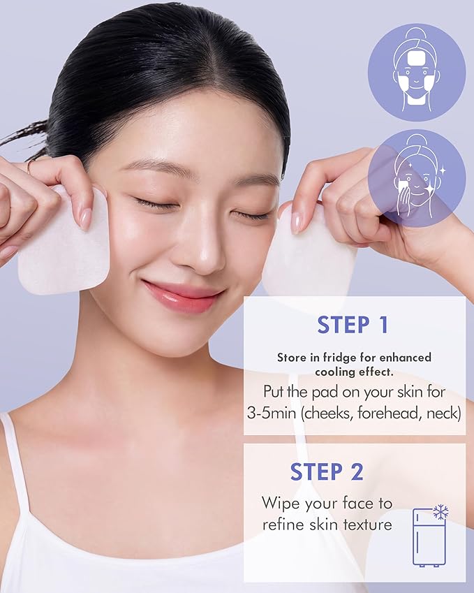 DERMAL Ice Cooling Soothing Toner Pad 120 Count Bulk, Korean Aloe Vera Hydrating Jelly Pad with Menthol Peppermint Xylitol, Centella CICA Calming After Sun Skin Prep with Tongs, Vegan