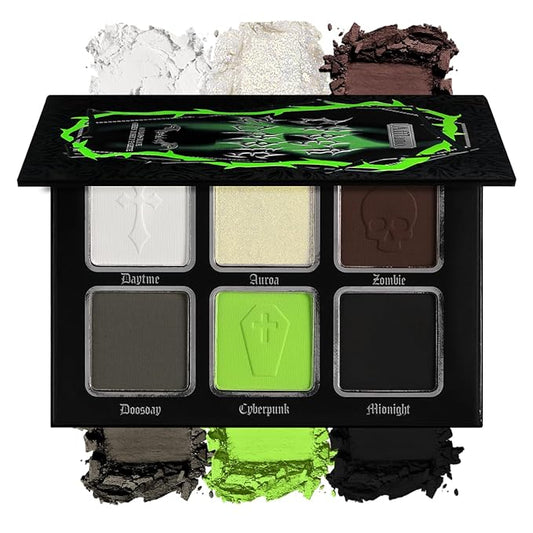 Green Brown Eyeshadow Palette, Highly Pigmented Bright Lime Green Christmas Makeup Palette, Blendable Matte Shimmer Wicked Goth Smoky Grunge Eyeshadow Pallet for Halloween Zombie Witch Monster, Vegan
