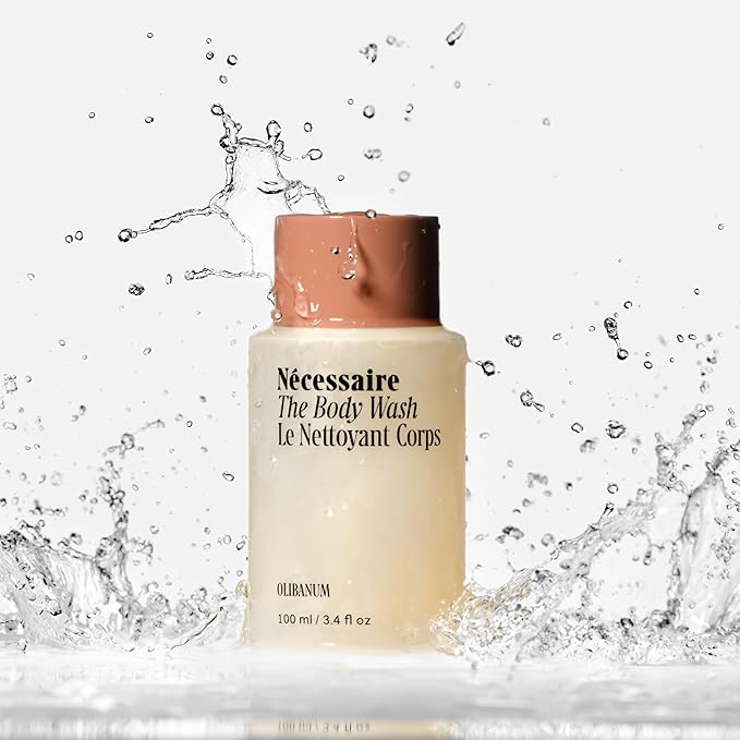 Nécessaire The Body Wash Olibanum. Natural Body Wash for Women + Men. Radiance Cleanse. Multi-Enzyme Gel Cleanser for Dull Skin. Notes of Vanilla, Fig Leaf, and Cassis Buds. 3.4 fl oz.