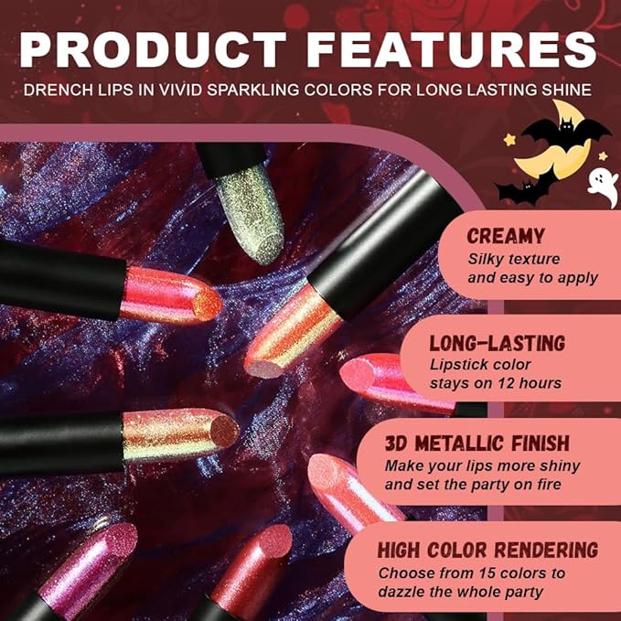 Kaely Glitter Metallic Lipstick Makeup, Shimmer Metallic Lipsticks for Women, High Pigmented Lip Gloss Long Lasting Waterproof Smudge Proof, Vegan & Cruelty-Free, 05