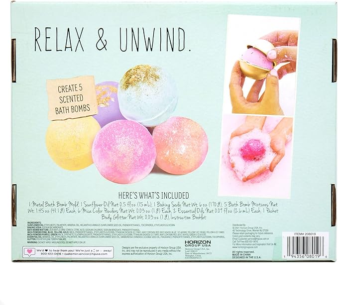 STMT Self-Love Club D.I.Y. Bath Bombs by Horizon Group USA, Create 5 Bath Bombs with Pastel Colors, Essential Oils & Clean Beauty Ingredients, DIY Bath Bomb Kit