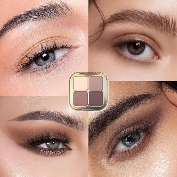 Nude Taupe Brown 4Colors Eyeshadow Makeup Palette with Mirror,Natural Neutral Powde Eye Shadow Palettes for Older Women,Long Lasting Naturing-Looking,Lightweight Eye Makeup Kit Travel Size,Vegan