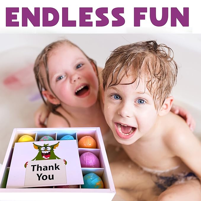 Bath Bombs for Kids with Surprise Inside - 12 Organic Bubble Bath Fizzies with Dragon Egg Toys. Gentle & Kids Friendly w/Rich Bubbles & Rainbow Colors, Easter Basket Essentials for Boys, Girls, Kids