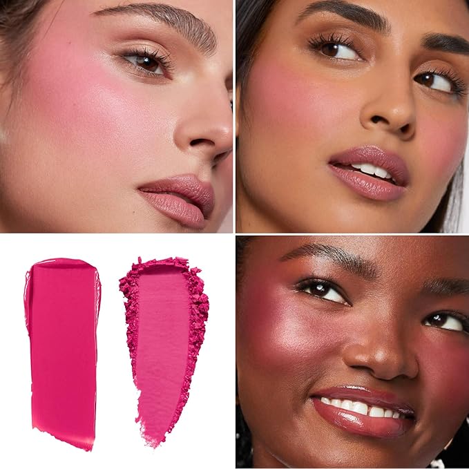 Versatile Blush Duo for Cheeks, Eyes & Lips – Cream & Powder Blush Set, Highly Pigmented, Long-Lasting, Blendable, Valentine’s Day Gift (2-Pack, Berry Bliss)