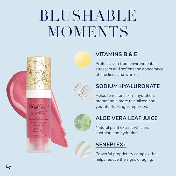 SeneGence BlushSense Cream Blush, Pink Berry, 0.25 Oz, Blendable Hydrating Formula with SenePlex+ for Anti-Aging Benefits, Enriched with Vitamins B & E