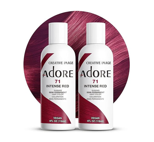 Adore Semi Permanent Hair Color (071 Intense Red) (2 Pack) | Vegan & Cruelty-Free Red Hair Dye | No Ammonia, No Peroxide, No Alcohol | 4 Fl Oz