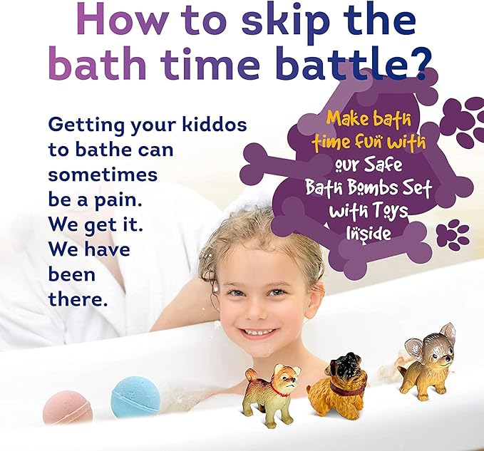 Bath Bombs for Kids Set with Toys Surprise Inside for Kids (Little Puppies)