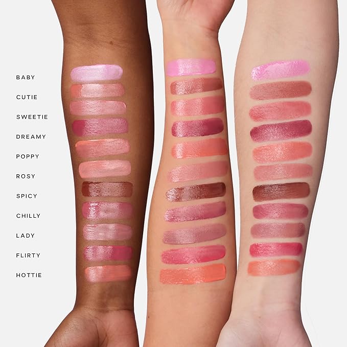 Saie Dewy Glow Duo - Dew Liquid Blush - (.40 oz, Lady), Glossybounce Lip Gloss-Oil Hybrid (.17 oz, Bubble) - Hydrating, Vegan Makeup for Radiant Cheeks & Lips