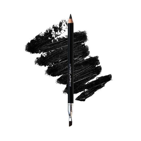 FITGLOW Beauty Vegan Eyeliner Pencil | Long-Lasting Eye Liner with Blending Brush | Smudge-Proof Eyeliner | Sensitive Eye Makeup | Natural, Clean & Cruelty-Free Eye Pencil | Black, 1.1g