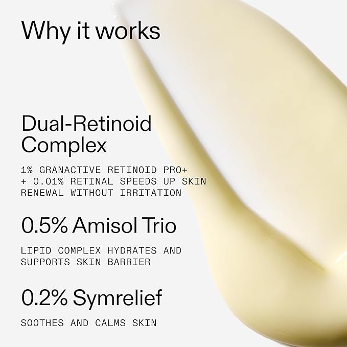 The INKEY List Starter Dual Retinol Serum 1 Fl Oz, 0.5% Amisol Trio & 0.2% Symrelief, Gentle Skin Renewal, Smooths Fine Lines, Hydration & Barrier Protection, Suitable for Sensitive Skin
