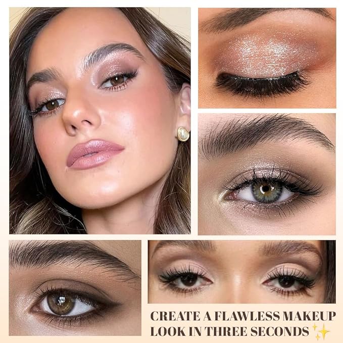 Nude Brown Champagne 4Colors Eyeshadow Makeup Palette with Brush Mirror,Natural Neutral Powde Eye Shadow Palettes for Older Women,Long Lasting Naturing-Looking,Lightweight Eye Makeup Kit Travel Size