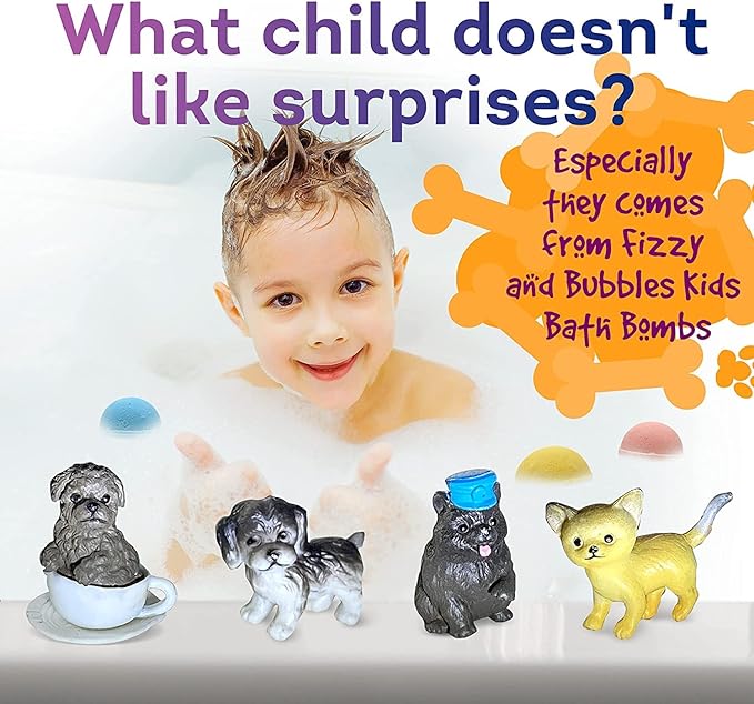 Bath Bombs for Kids Set with Toys Surprise Inside for Kids (Little Puppies)