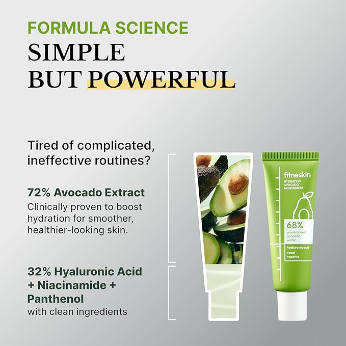 Hydrating Avocado Moisturizer, 1.7 Fl Oz (50ml) – Avocado Fruit Water + Hyaluronic Acid, Vitamin B3 & Pro-Vitamin B5 – Creamy-Soft Barrier Hydration, Fragrance-Free, Vegan Korean Skincare